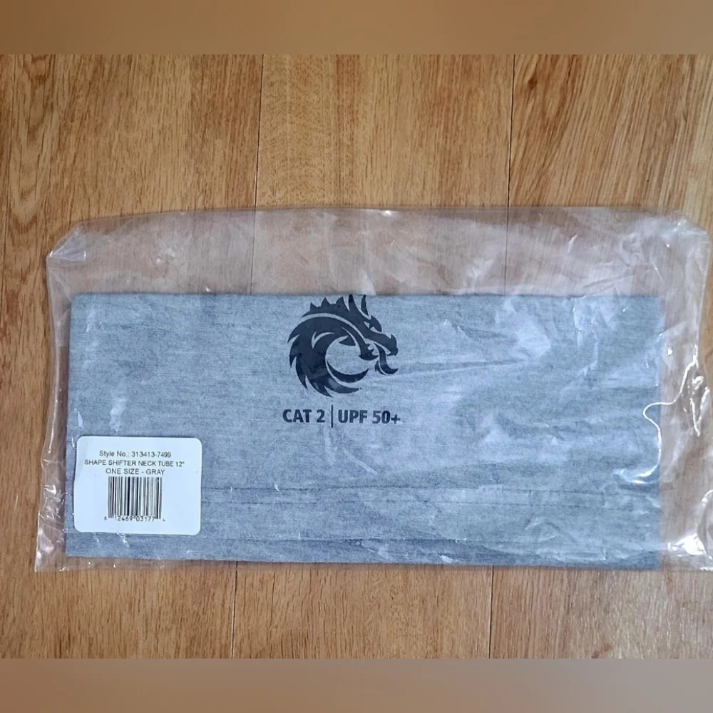 NWT Gray Dragonwear Shape Shifter Neck Tube Cat2/UPF 50+. Anti Odor